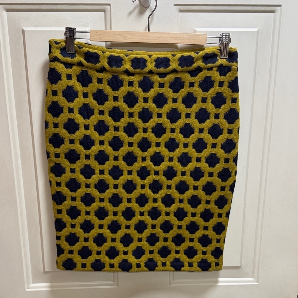 Charlie & Robin Elegant Geometric Pencil Mini Skirt Navy blue and green size 4